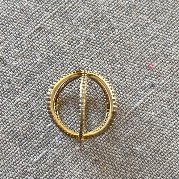 Henri Bendel Luxe Pave Orbital Gold Crystal Ring Sz 6.5 - Picture 4 of 6